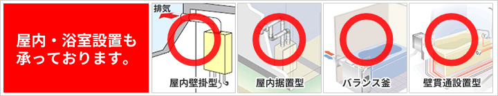 屋内・浴室設置は承っておりません